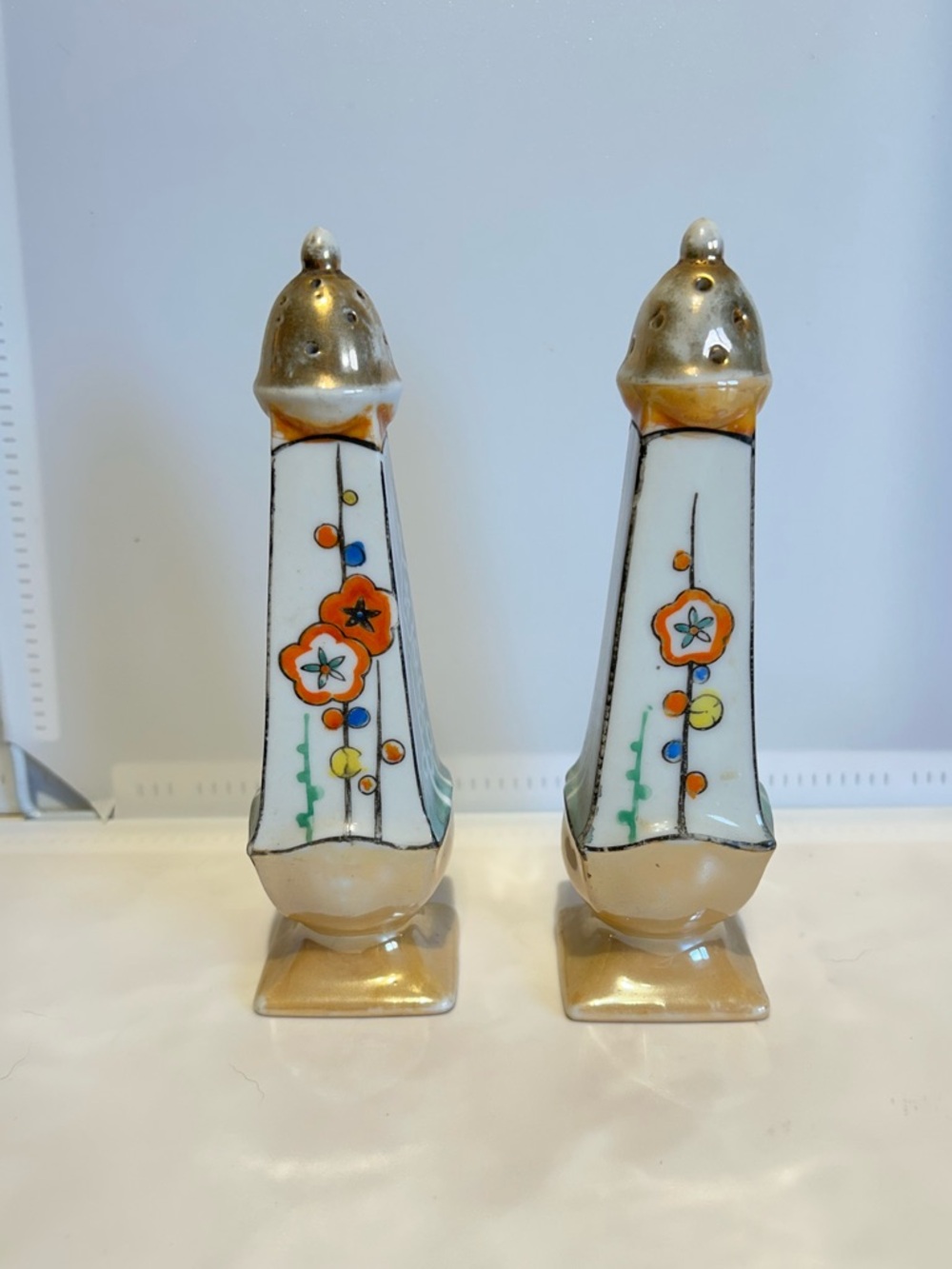 Hand-Painted Vintage Floral Porcelain Salt and Pepper Shakers